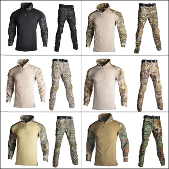 Taktinis Paslėpti Karinę Uniformą Drabužiai Kostiumas Vyrams JAV Armijos Drabužiai, Karinės Kovos Marškinėliai + Krovinių Kelnės antkelius