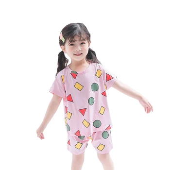 Vaikai Pižama Nustatyti 2020 Naują Atvykimo Geometrinis Catoon Spausdinami Vaikų Berniukų, Mergaičių Sleepwear Baltas Rožinis Mėlynas Vaikų Vasaros Drabužių