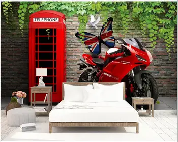 3d sienų freskomis tapetai kambarį Europos ir Amerikos pramoninio stiliaus motociklas baras, kavos tapetai, sienų ir 3 d