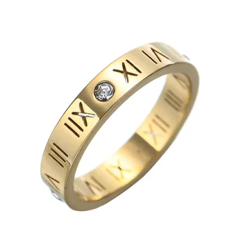 Madinga Paprasta Romėniškais Skaitmenimis Cirkonis Žiedas, Nerūdijančio Plieno, Asmenybės Vyrų Ir Moterų Uodega Žiedas Laukinių Žiedas Kalėdų Dovana