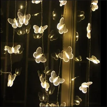 10M 100led pasakų styginių šviesos plastiko drugelis vandeniui kiemo kieme Langą sodo gatvės Helovinas Festivalis apdaila