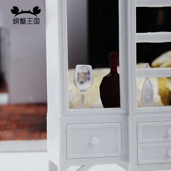 4PCS/rinkinys Lėlių namelis Miniatiūrinės Maisto Priedai Vyno Butelių Mediniai Atveju, Gėrimai, Virtuvės Modelis Žaislai Doll House Dekoro