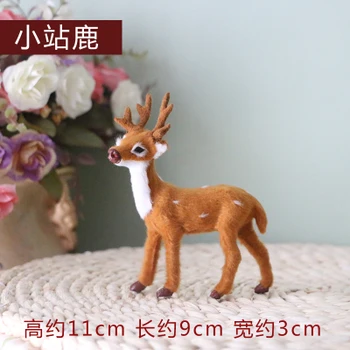 Mini modeliavimo elnias žaislas polietileno & kailiai, nuolatinis elnias modelis dovana, apie 11x9x3cm 1106