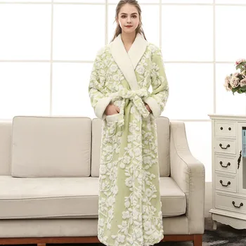 Sustorėti Flanelė Ilgas Chalatas Kimono Vonia Suknelė Mėgėjams 