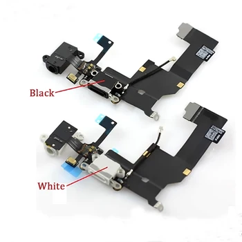 USB Įkrovimo lizdas Doko Jungtis Duomenų flex cable For iPhone 5 5c 5S 6 6S 7 Plius Ausinių Audio jungtis Flex Juoda balta