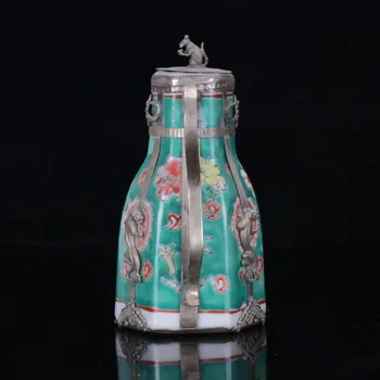 Kolekcijos Spalvos Porceliano Drakonas Šarvai Tibeto Sidabro Rankų Darbas Poeny Teapotg Namų Puošybai