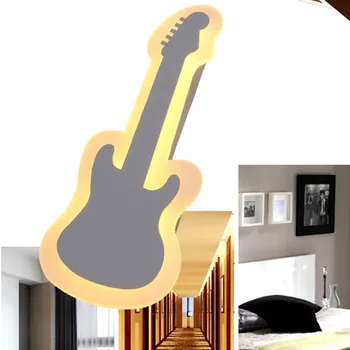 Trijų spalvų šviesos 18w naktiniai staleliai, lempa-ultra plonas Šiuolaikinės gitaros miegamasis eilėje kambarį laiptai kūrybos smuikas sienos lempos