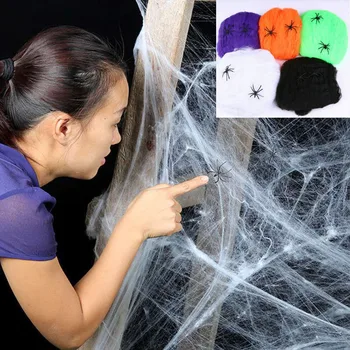 1Set Halloween Baisu Šalies Scenos Rekvizitą Balta Tampri Voratinklis voratinklyje Siaubo Helovinas Apdailos Baras Haunted House