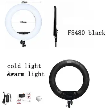 Yidoblo FS-480II juoda Bi-color Foto Studija Žiedas Šviesos diodų (LED Vaizdo Lempa makeuo lempos 48W 4800LM LED Žibintai