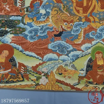 Kalėdų Thangka brokatas šilko tapybos, siuvinėjimo brokatas tapybos Tibeto Buda jojimo liūtas Karalius Buda helovinas