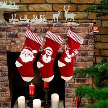 Kalėdų Kojinės, Didelės Megztos Kojinės su Klasikinis Kalėdų Senelio Elnių Snaigės Kalėdų Simbolį Namų Dekoro