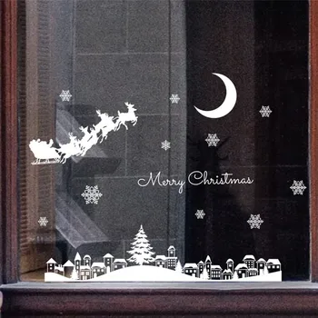 Kalėdų Sienos Lango Lipdukas Restoranas Mall Apdailos Sniego Stiklo Nuimamas Lipdukai Namų Enfeites De Natal Nov#1