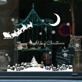 Kalėdų Sienos Lango Lipdukas Restoranas Mall Apdailos Sniego Stiklo Nuimamas Lipdukai Namų Enfeites De Natal Nov#1