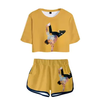 Hip-hop ' sexy bamba T-shirt + trumpas laisvas šortai ponios dviejų dalių mados dizaino merginą, kostiumą gatvės mados