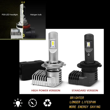 2x 1:1 Dizainas H7, H8, H11 9005 HB3 9006 HB4 9012 Mini Slim Car LED lemputė, priekinis Žibintas 6500K šaltai Balta Rūko Lemputės Žaisti ir Plug