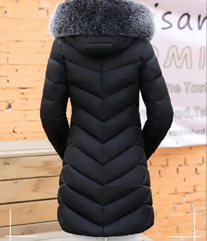 2019 moterų žiemos medvilnės paltai slim lieknėjimo Vidutinio outwear didelio dydžio kailio apykakle storas šiltas vatos pagaliukai kamšalu parkas drabužiai