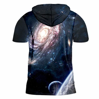 OGKB Vasaros Vyrų /Moterų Marškinėlius Su Bžūp Paisley Spausdinti Kosmoso 3D Gobtuvu, T-marškinėliai, Unisex Hiphop Undershirt Trumpas Rankovės Bliuzono 7XL