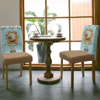 Valgomojo Kėdės Apima Derliaus Europos Gėlių Mėlyna Kėdė Padengti Spandex Elastinga Kėdė Padengti Viešbutis Vestuvių Reikmenys