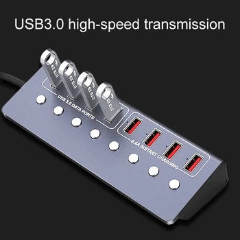 USB 3.0 Hub su Nepriklausomų Perjungti Maitinimo Prievado Kompiuterio Multi-Interface Keturių Vilkite Keturių Expander