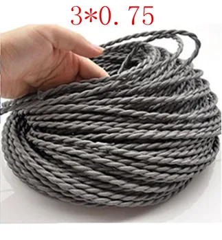 5m / daug 3 gyslų spalvos audinys laidus 3*0,75 mm kabelio retro tekstilės audiniai iš vielos tinklo vielos ir 