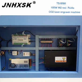 JNHXSK TS6090 100W W2 j Ruida Laser cutting machine Pjovimo staklės CNC Router co2 laser cutting machine