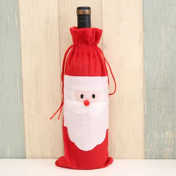Kalėdų dekoracijas Santa Claus raudonojo vyno butelį, maišelį raudonas vynas maišą dovanų maišelis šampano vyno rinkinys *10