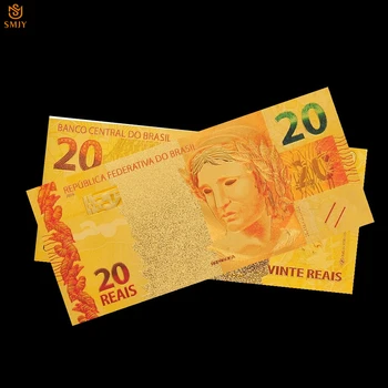 Banko Sąskaita 24k Aukso Folija Brazilija 20 Realijas Aukso Banknotų Kolekcija Su PVC AR Dovana Verslo