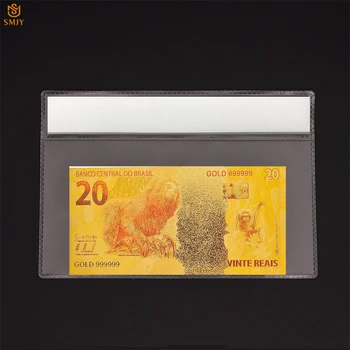 Banko Sąskaita 24k Aukso Folija Brazilija 20 Realijas Aukso Banknotų Kolekcija Su PVC AR Dovana Verslo