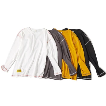Pavasario tendencijos vientisos spalvos medvilnės marškinėliai įvairių spalvų apsiūti vyriški ilgomis rankovėmis vyriški laisvalaikio Megztinis