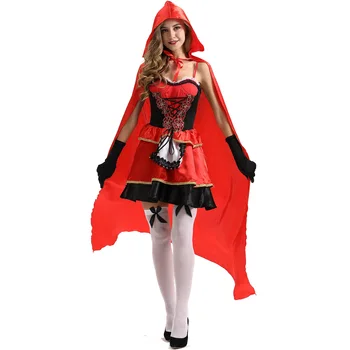 Mažai Raudona Jojimo Hood Kostiumas Moterims Išgalvotas Suaugusiųjų Helovyno Cosplay Fantasia Karnavalas Pasakos Dydis M-XXL Mergina Dress+Apsiaustu