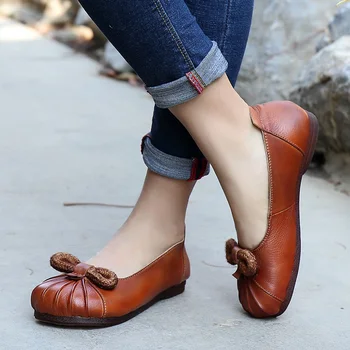 VALLU 2020 naujas literatūros lankas, saldus stilius vieną batai, rankų darbo originalios odinės mažas kvepalų stiliaus moteriški batai