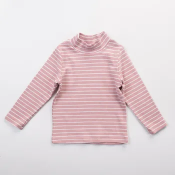 Rudenį, Žiemą korėjos Stiliaus Kūdikių Mergaičių marškinėliai Medvilnės ilgomis Rankovėmis Golfo Dryžuotas marškinėliai Atsitiktinis Vaikai Viršūnes BC429