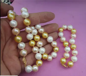 Pardavimo Papuošalai>>> AAAA++ 10-11 mm realus fizinis pietų jūros spalvotų perlų karoliai, apyrankės 14k18i