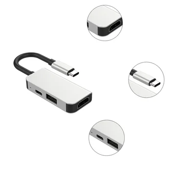 USB Tipo C 3.1-HD 2 USB 3.0 Dokas Hub 3 In 1, USB, C Hub Adapteris 4K Vaizdo PD Mokestis Konverteris, skirtas Macbook/Pro