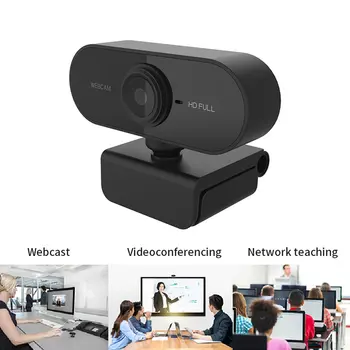 HD 1080P Kamera Mini Kompiuteris PC WebCamera su Mikrofonu Pasukti Kameros Live Transliacijos Vaizdo skambučius Konferencijos Darbą