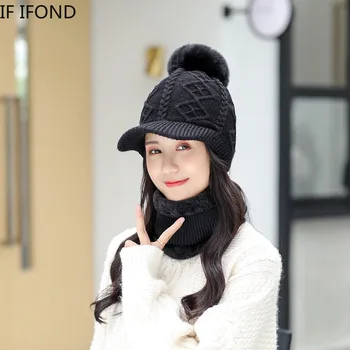 2020 Naujas Žiemą Šiltas Beanie Skrybėlių Moterų Aksomo Storio Megzti Skrybėlę Skullies Kepuraitė Skrybėlės Lauko Jojimo Rinkiniai
