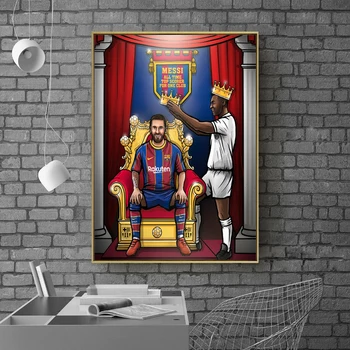 Futbolo Žvaigždė Karalius Lionelis Messi Plakatų ir grafikos Paveikslai Tapyba Sienos Menas Nuotraukas Cuadros Miegamojo Kambarį Namo Apdaila