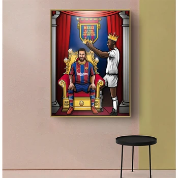 Futbolo Žvaigždė Karalius Lionelis Messi Plakatų ir grafikos Paveikslai Tapyba Sienos Menas Nuotraukas Cuadros Miegamojo Kambarį Namo Apdaila