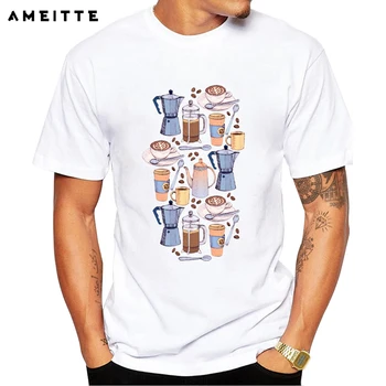 Mados Kavos Mylėtojas Modelis T-Shirt Vyrų Customied Kavos Atspausdinta Marškinėliai Vasaros Aukštos Kokybės Hipster Viršūnes Tee