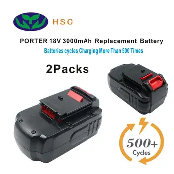 2VNT 3000mAH akumuliatorius PTC18A NiMh Baterijos 18V Pakeisti PORTER 18v Baterija PC18B