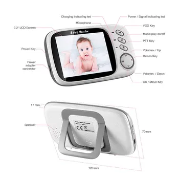 Video Baby Monitor 2.4 G Bevielio Su 3.2 Colių LCD 2 Garso Kalbėti Naktinio Matymo Priežiūros Saugumo Kameros Aukle