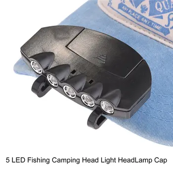 Praktinių Žibintas 5 LED Žibintas Žvejybos Lauko Kempingas, Žygiai, Medžioklės Skrybėlę Fakelas Medžioti Kepuraitė Su Segtuku