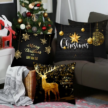 Kalėdų Juodojo Aukso Užvalkalas Linksmų Kalėdų Dekoro ir Namų Apdailos Pagalvėlė Padengti Kalėdų Pagalvės Dangtelis Sofos Pagalvės užvalkalą