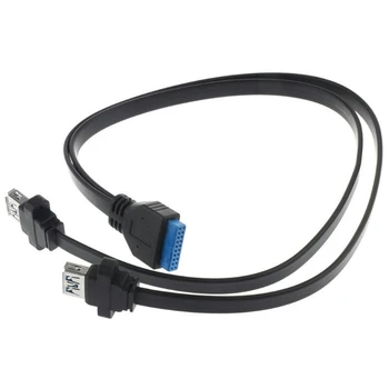 Dual 2 Port USB 3.0 Priekinis Skydelis Extension Cable a Type Female 20 Pin Langelį Antraštės Moterų Lizdo Adapteris Kabelis