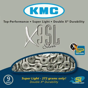 Originalus KMC X9SL 9 Greičio Sidabro Kelionėse, 116 Nuorodos Super Light Nikeliuotas 9S Grandinės + Trūkstama