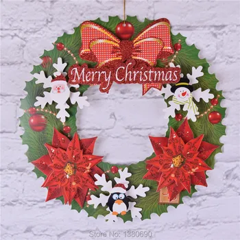 2018 40cm Kalėdinė Girlianda Kartono Kalėdų Vainikas Santa Claus Snaigės Durų Dekoras Kalėdų Dekoro Namuose Naujųjų Metų Dekoras
