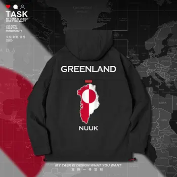 Grenlandija GRL Kalaallit Nunaat Grenlandijos Inuitų Greenlander GL vyrų striukė su gobtuvu žemėlapis tautos vėliava mens spausdinti drabužių rudens