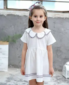 Vaikų drabužiai 2019 m. vasarą ins naujų mergaičių studentų drabužių medvilnės patogus žiedlapis apykaklės vaivorykštė juostelės princesė suknelė
