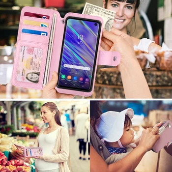 Cornmi Apversti Odinis dėklas, skirtas Samsung Galaxy S10 Piniginės Telefono dėklas Slim Dangtelis su apyrankė-antriešis Dirželis Kortelė Kišenėje 6.1
