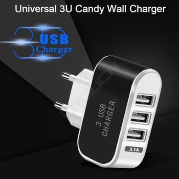 5V 3.1 Universalus Triple USB Prievado Sienos Namų Kelionės AC Įkroviklis Adapteris, skirtas 